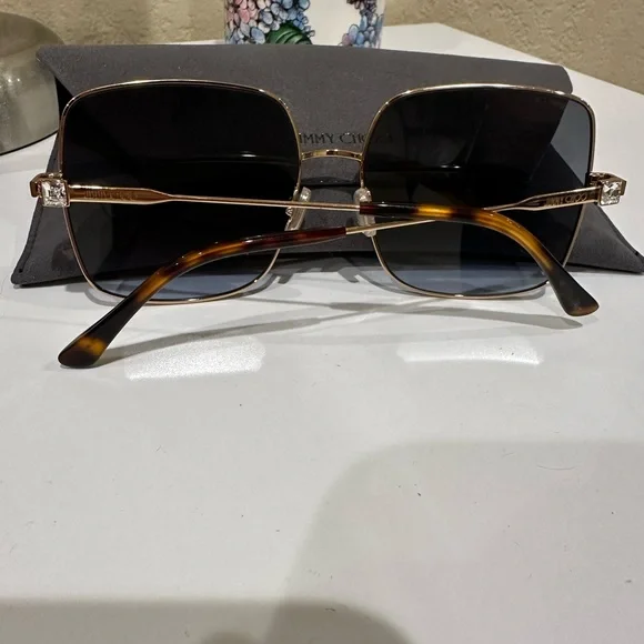 Jimmy Choo Gold Frame Sunglasses with Black Lenses display picture 2